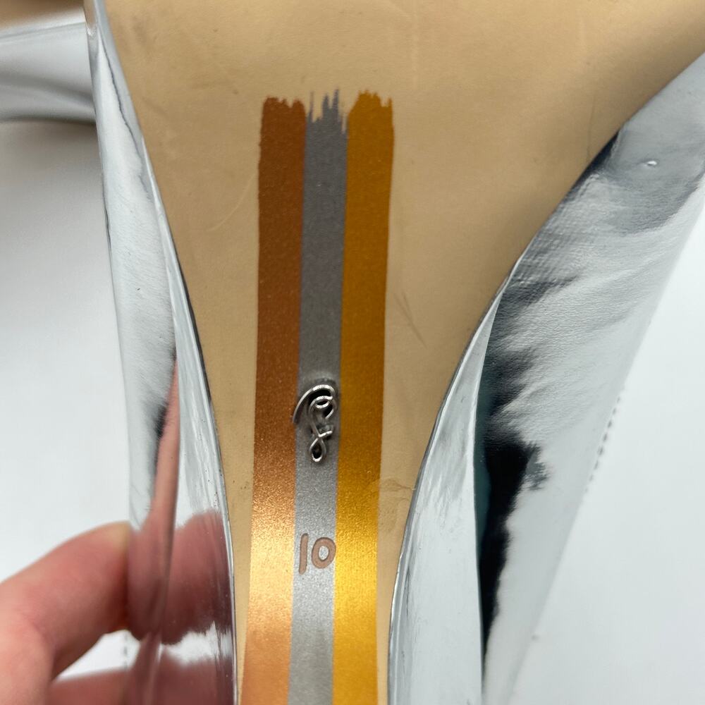 SAM EDELMAN Vonn Heeled Mule Metallic Silver Sz 10 $150 - Picture 7 of 7